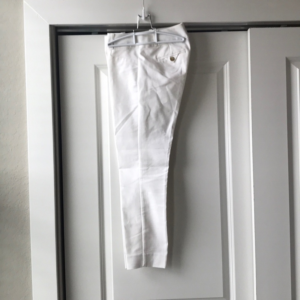 Cotton White Ankle Dress Pant in stretch cotton